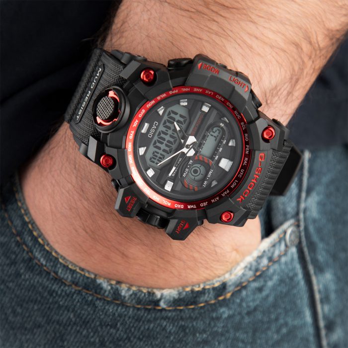 ساعت مچی مشکی قرمز مدل G-shock ضد آب جدید جی شاک