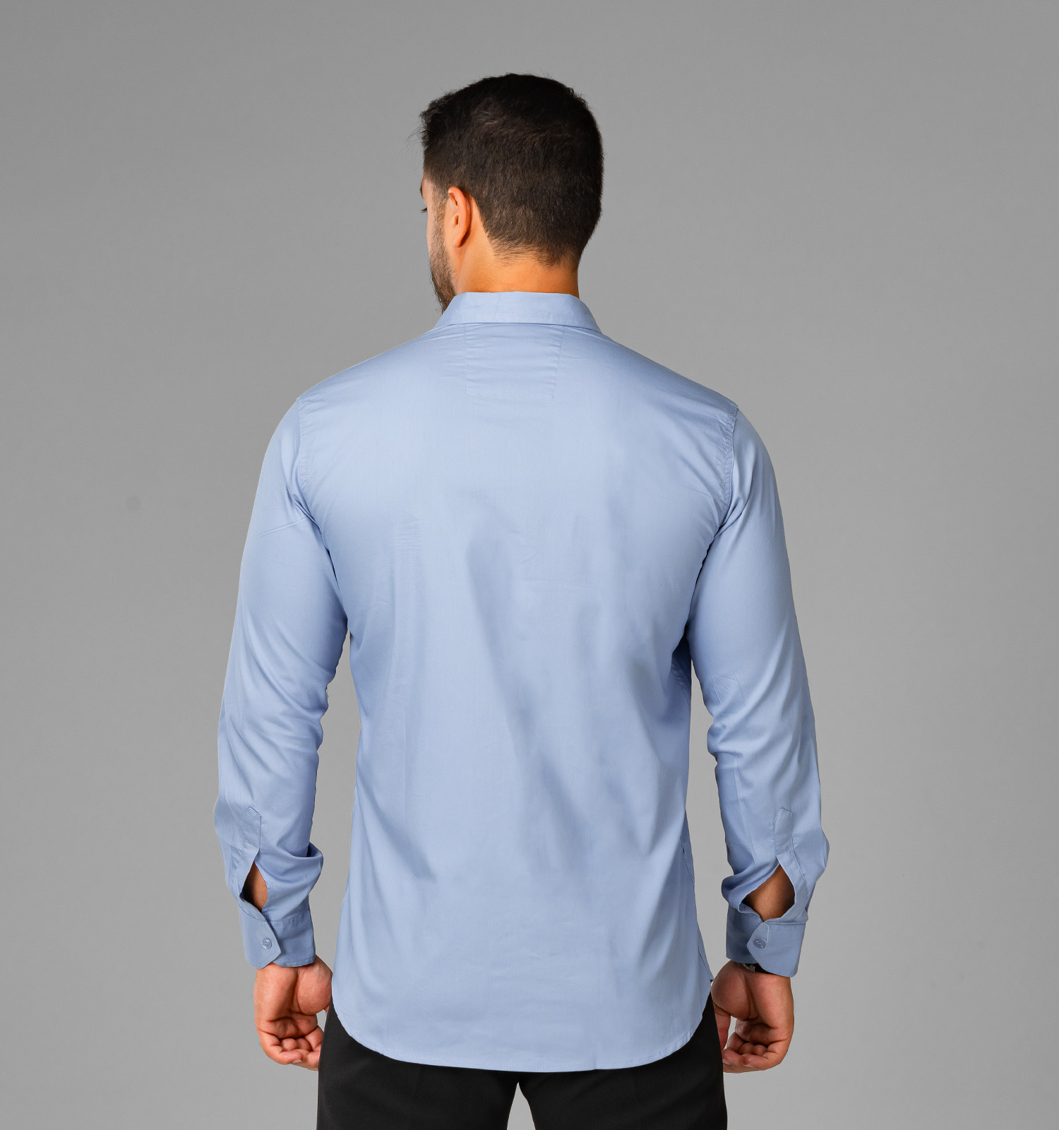 پیراهن کلاسیک مردانه (آبی آسمانی) Polo ساده - Image 3