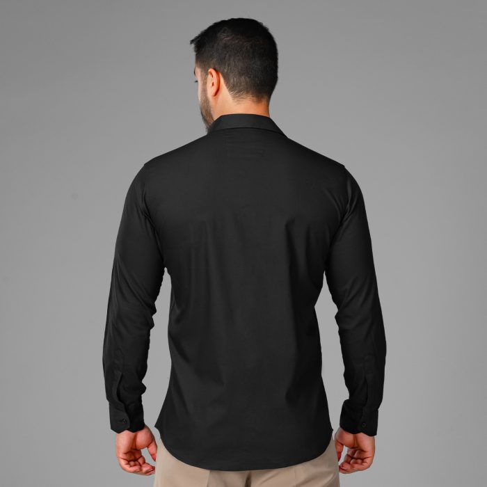 پیراهن مشکی مردانه آستین بلند بدون طرح