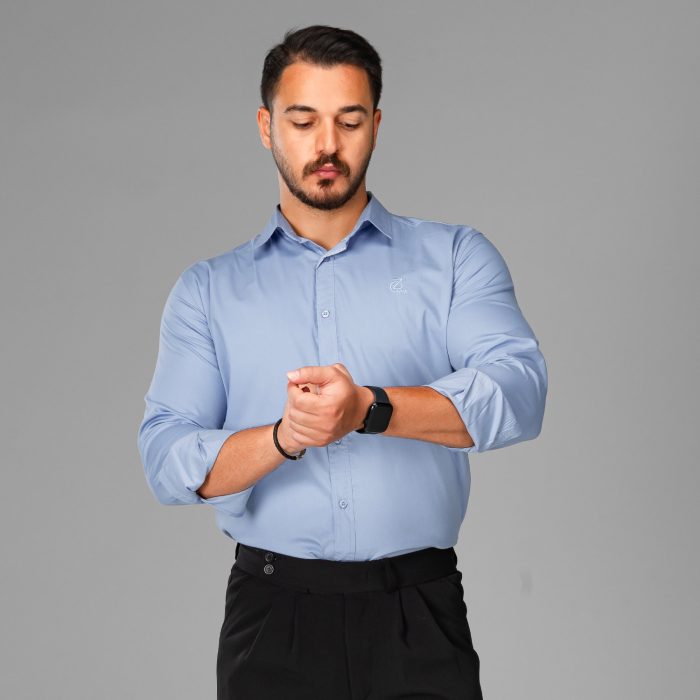 پیراهن کلاسیک مردانه (آبی آسمانی) Polo ساده