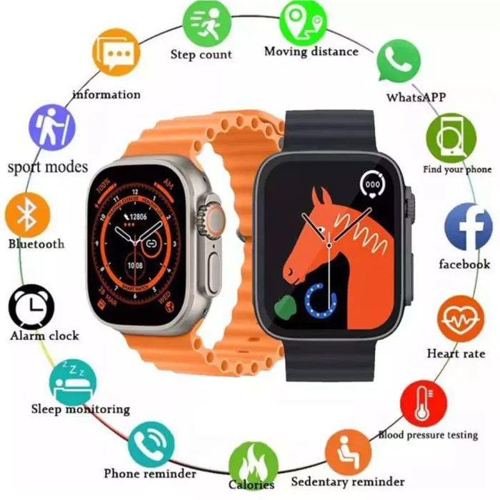 ساعت هوشمند S8 Ultra دیجیتال مشکی نارنجی