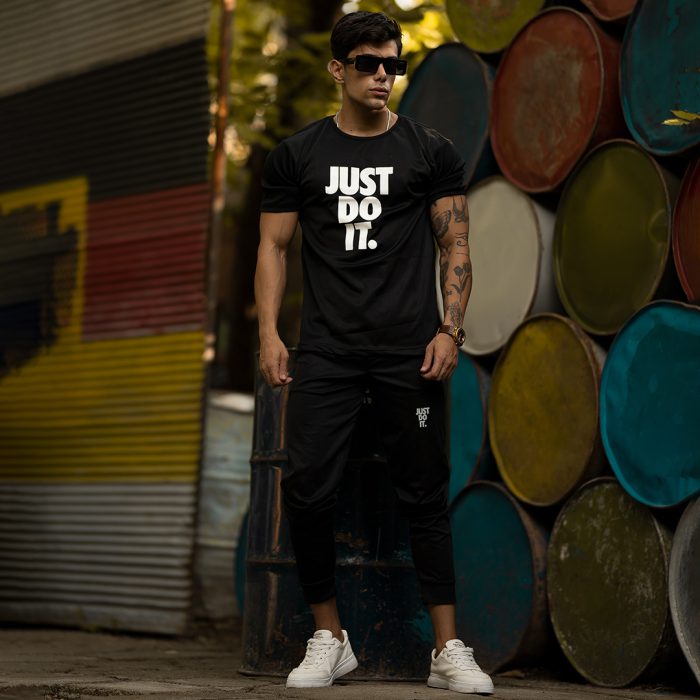 ست تیشرت شلوار اسلش مردانه مشکی Just Do It