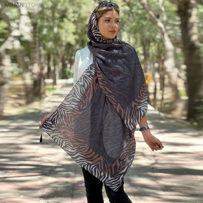 شال طرحدار دخترانه نخی یک رو چاپ با قیمت ارزان