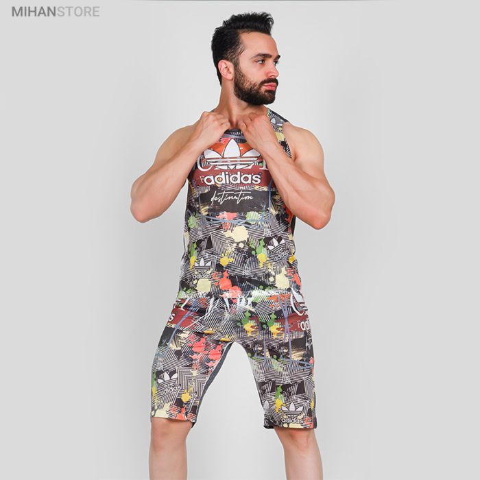 ست رکابی Adidas با شلوارک راحتی مردانه ورزشی