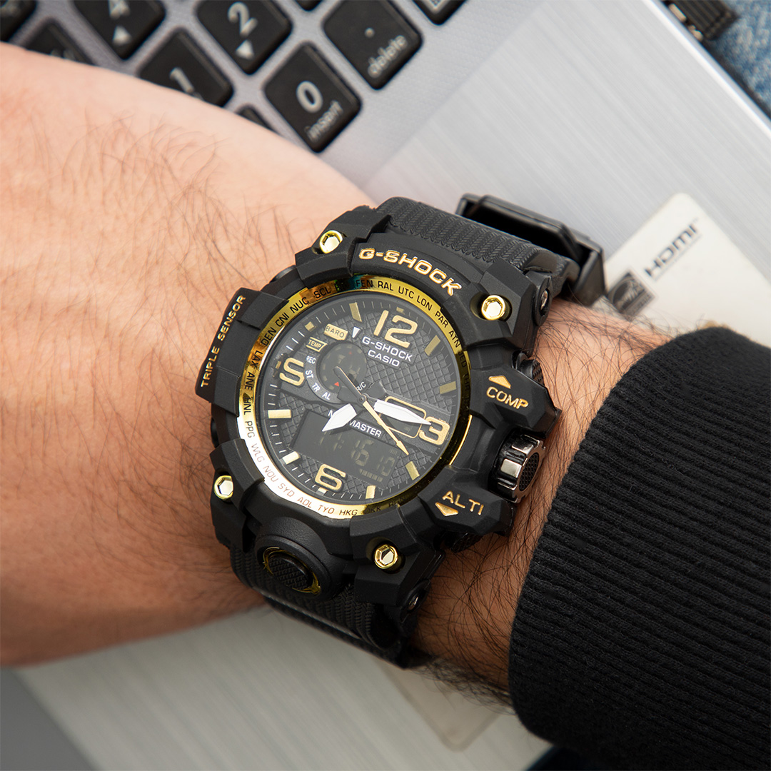 ساعت مچی مردانه زرد مشکی جی شاک G-shock