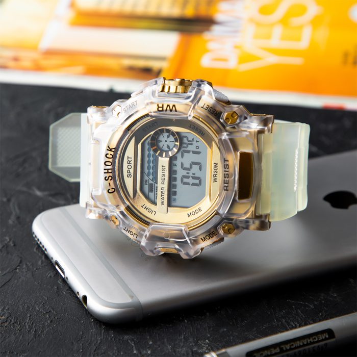 ساعت مچی مردانه G shock سفید شفاف ضد آب
