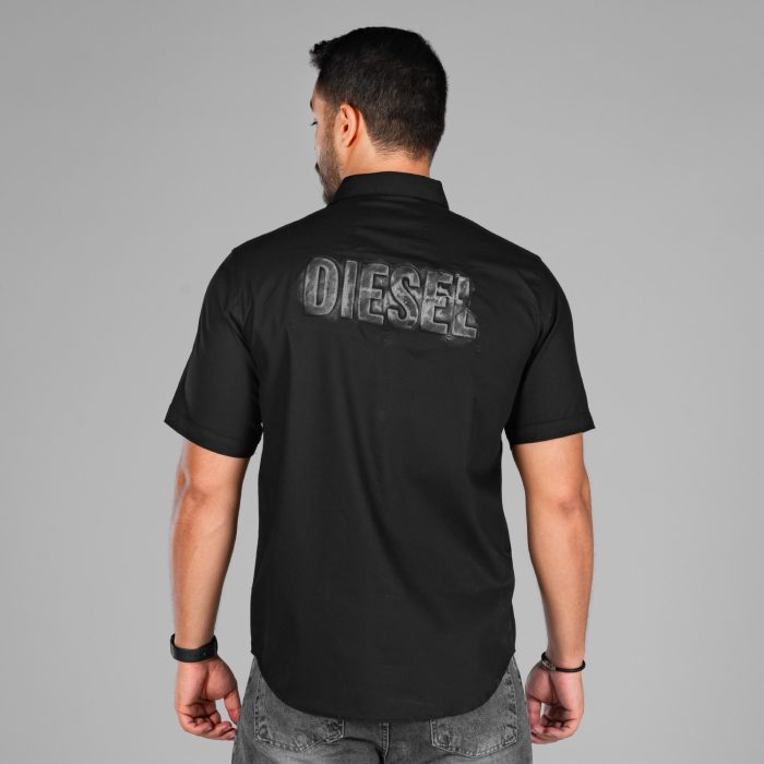 پیراهن آستین کوتاه مردانه مشکی پشت چاپ Diesel