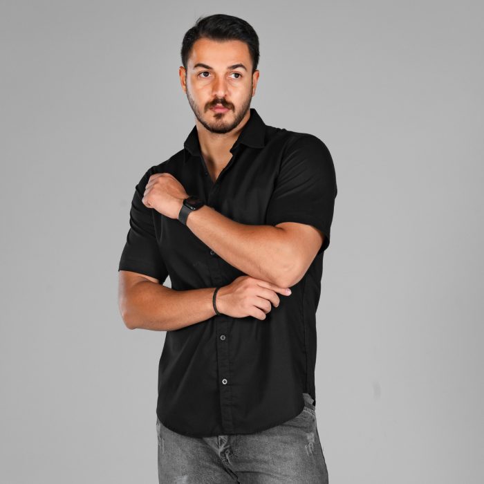 پیراهن آستین کوتاه مردانه مشکی پشت چاپ Diesel