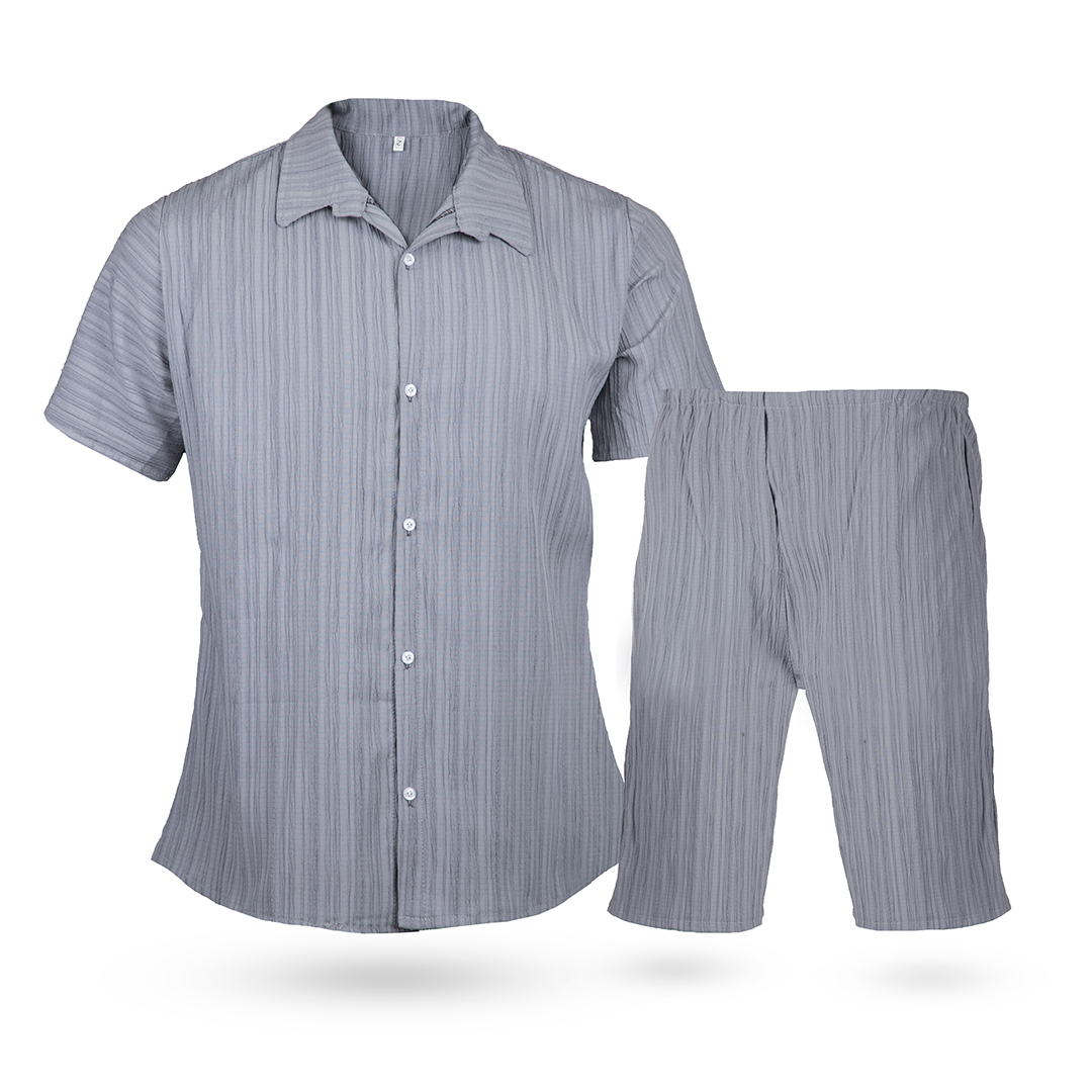 جدیدترین مدل ست شلوارک پیراهن طوسی مردانه ارزان قیمت