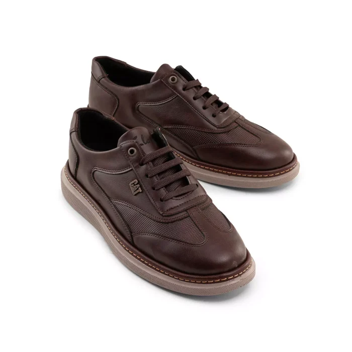کفش چرم مردانه قهوه ای مدل Cat روزمره