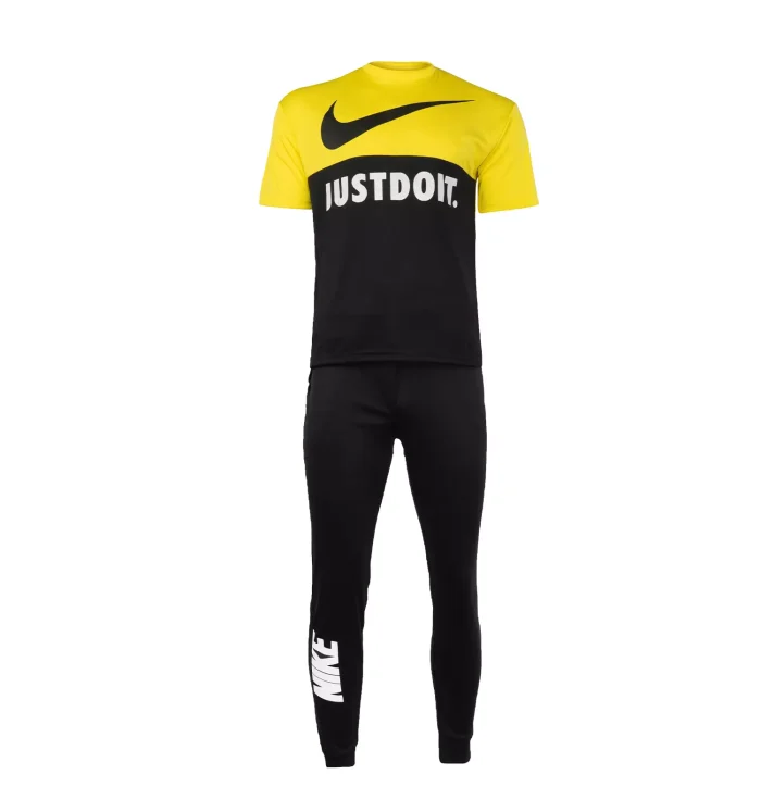 ست تیشرت زرد مشکی با شلوار اسلش مردانه Nike - Image 2