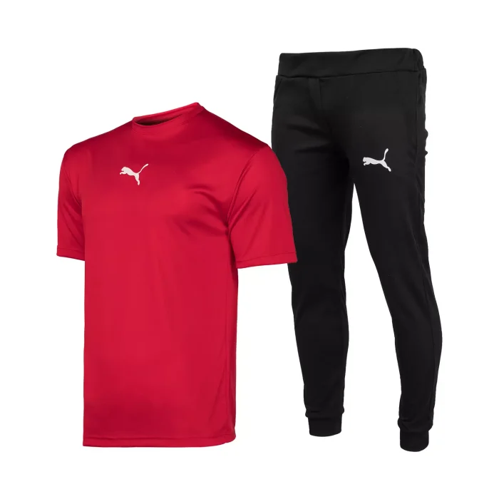 ست تیشرت قرمز با شلوار اسلش مشکی مردانه Puma