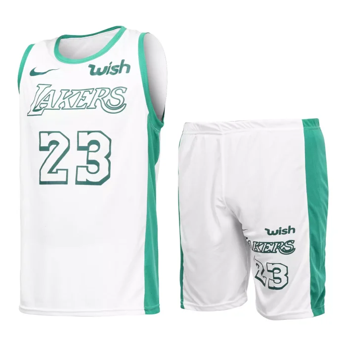 ست رکابی شلوارک پسرانه سفید سبز Laykers