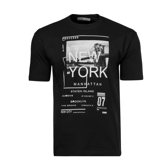 تیشرت مشکی آستین کوتاه طرح New York مردانه