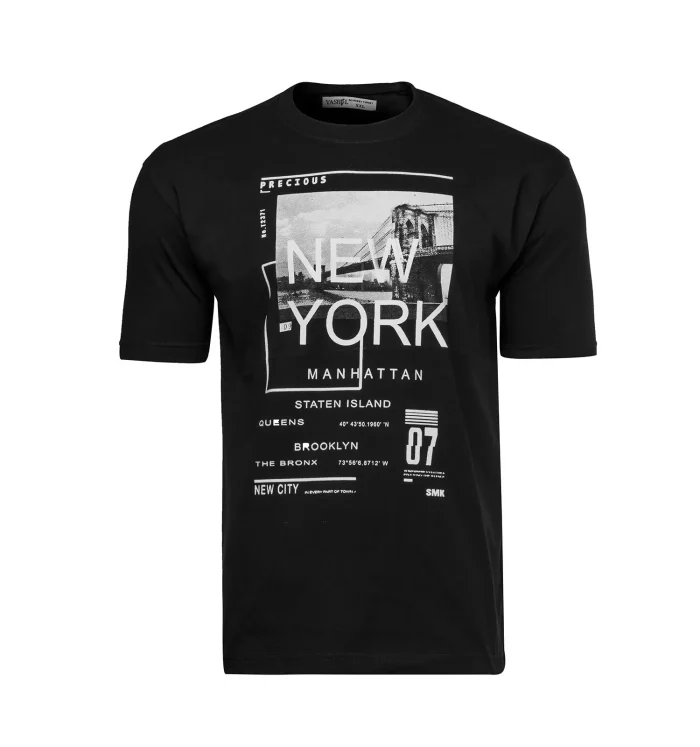 تیشرت مشکی آستین کوتاه طرح New York مردانه