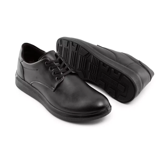 کفش چرم مشکی مردانه مدل کلاسیک بندی ساده