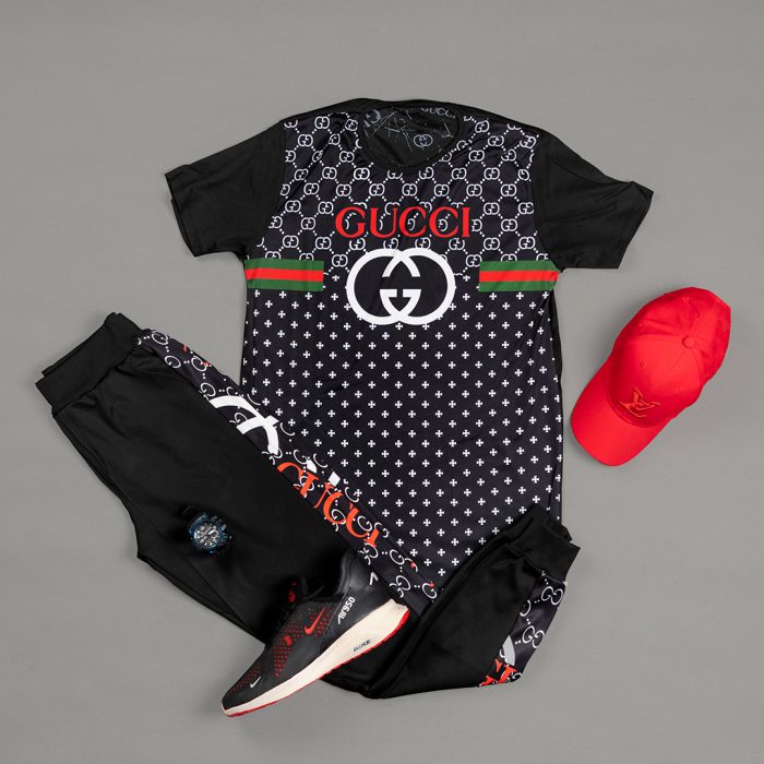 ست تیشرت شلوار اسلش پسرانه Gucci مشکی