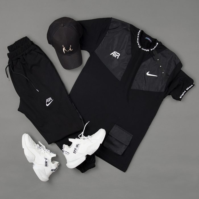 ست تیشرت Nike مشکی مردانه با شلوار اسلش