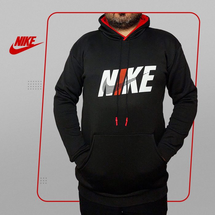 هودی دورس کلاهدار مدل Nike مردانه با تریم قرمز