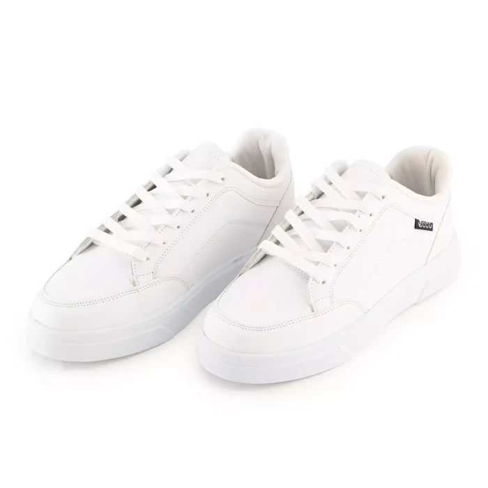 کفش اسپرت چرم سفید مدل مردانه کف تخت