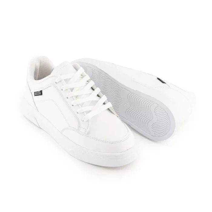 کفش اسپرت چرم سفید مدل مردانه کف تخت