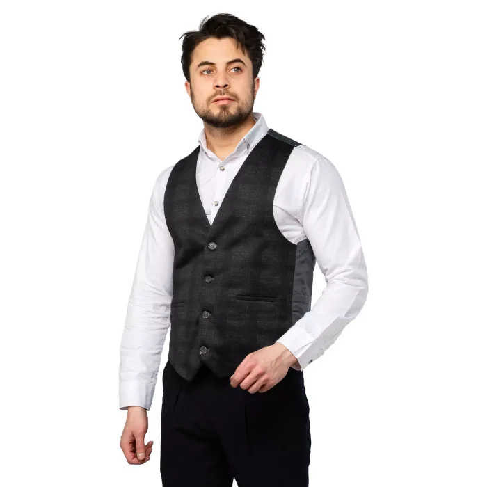 جلیقه کلاسیک مردانه رنگ ذغالی رسمی