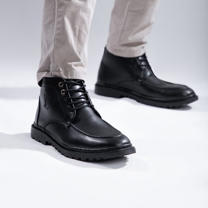 کفش ساقدار چرم مشکی مدل مردانه LV