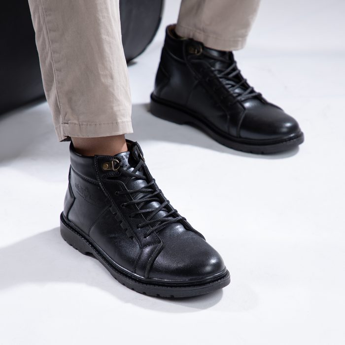 کفش نیم بوت مشکی جنس چرم مدل مردانه