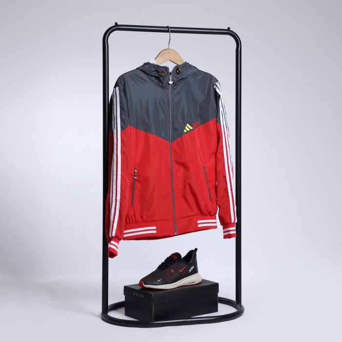 سویشرت قرمز مدادی کلاهدار بادگیر Adidas مردانه
