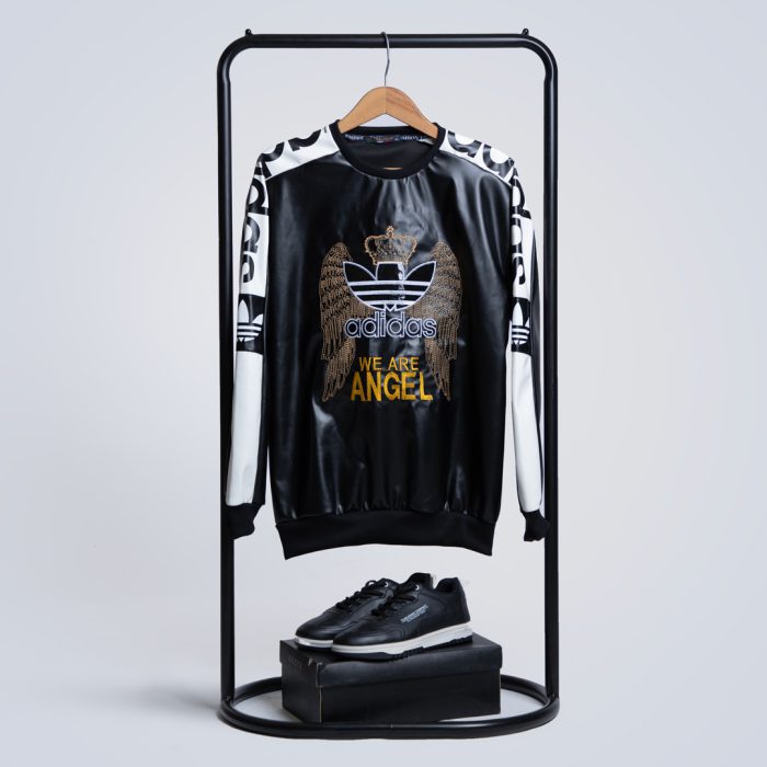 پلیور چرم Adidas مشکی مدل اسپرت جدید مردانه
