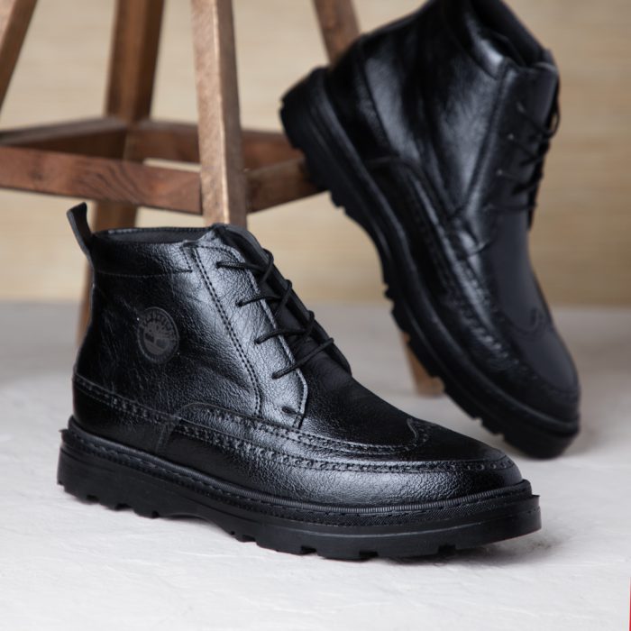 کفش نیم بوت چرم مشکی مدل مردانه