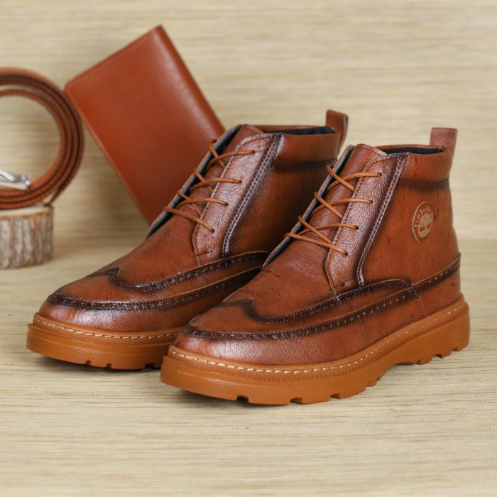 کفش نیم بوت چرم قهوه ای مدل مردانه