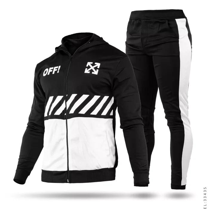 ست سوئیشرت شلوار مردانه مشکی سفید Off White