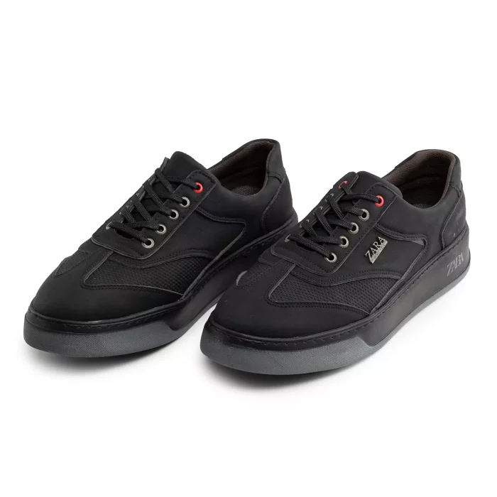 کفش چرم مردانه رنگ مشکی مدل تخت صاف Zara