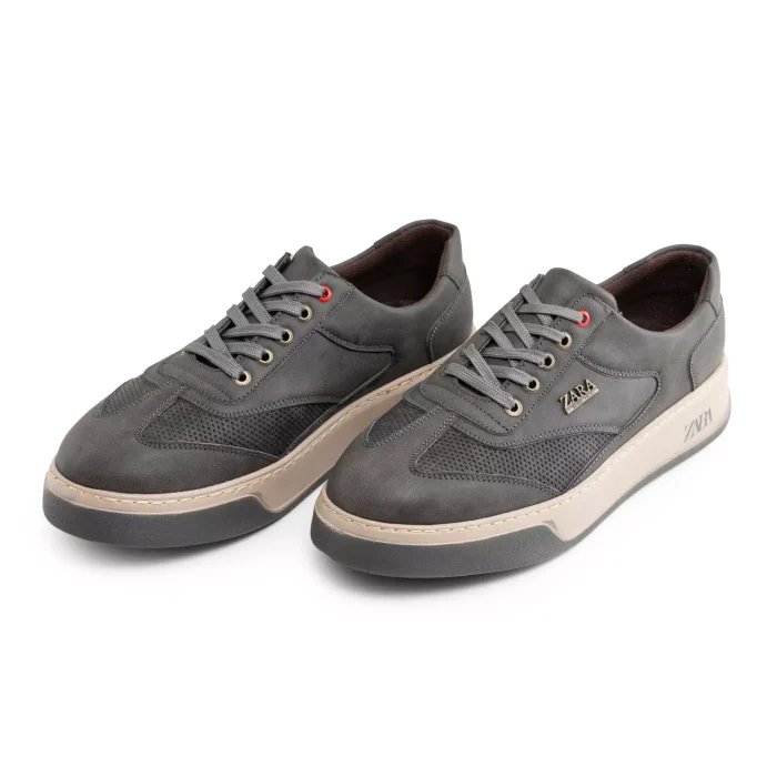 کفش چرم مردانه مدل تخت صاف طوسی برند Zara