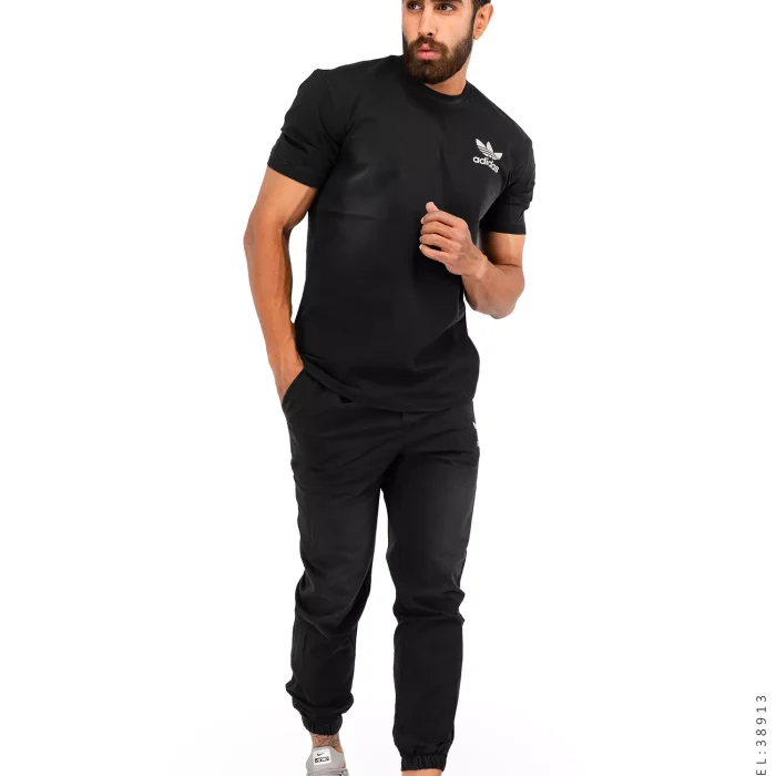 ست تیشرت ذغالی شلوار اسلش مردانه Adidas