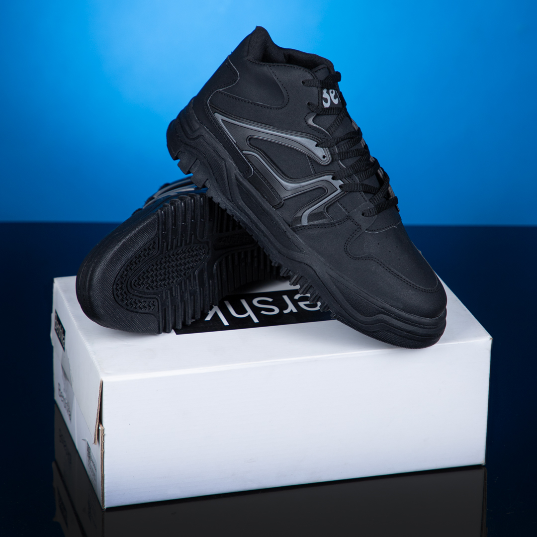 کفش کتانی اسپرت مشکی ساق دار مدل مردانه - Image 3