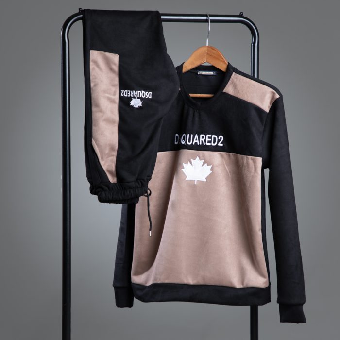 ست پلیور شلوار مردانه کرم مشکی طرح DSQUARED