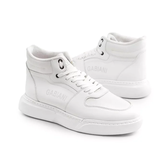 کفش نیم بوت مردانه رنگ سفید جنس چرم ساقدار