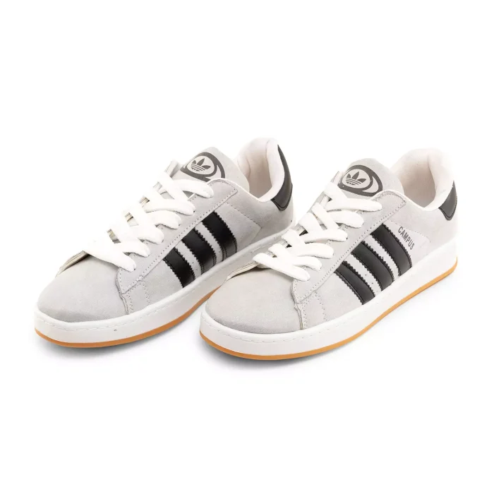 کفش چرم مردانه Adidas campus رنگ سفید 3 خط
