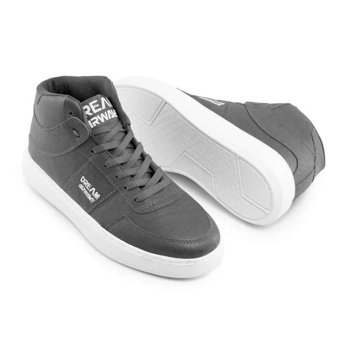 کفش چرم طوسی تخت صاف مردانه ساقدار اسپرت