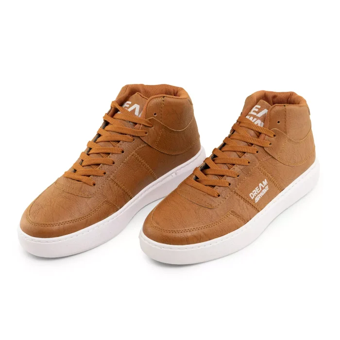 کفش نیم بوت چرم مردانه رنگ عسلی ساقدار