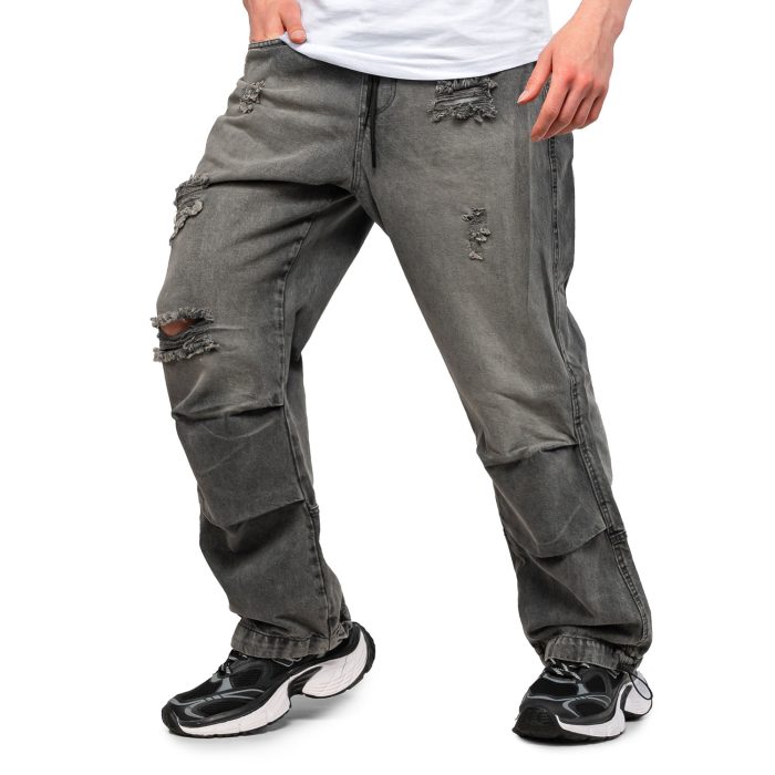 شلوار بگ مردانه ذغالی مدل زاپ دار خاکستری