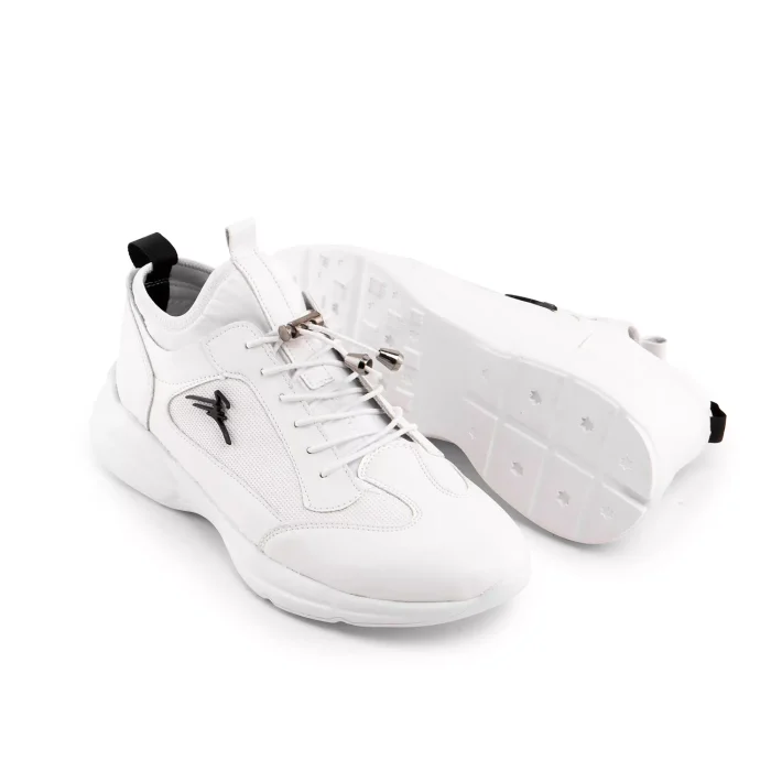 کفش چرم اسپرت سفید مردانه مدل نیم ساق