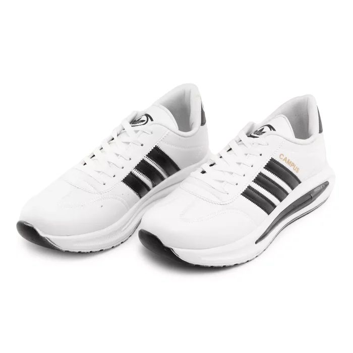 کفش چرم مردانه رنگ سفید مدل Adidas 3 خط