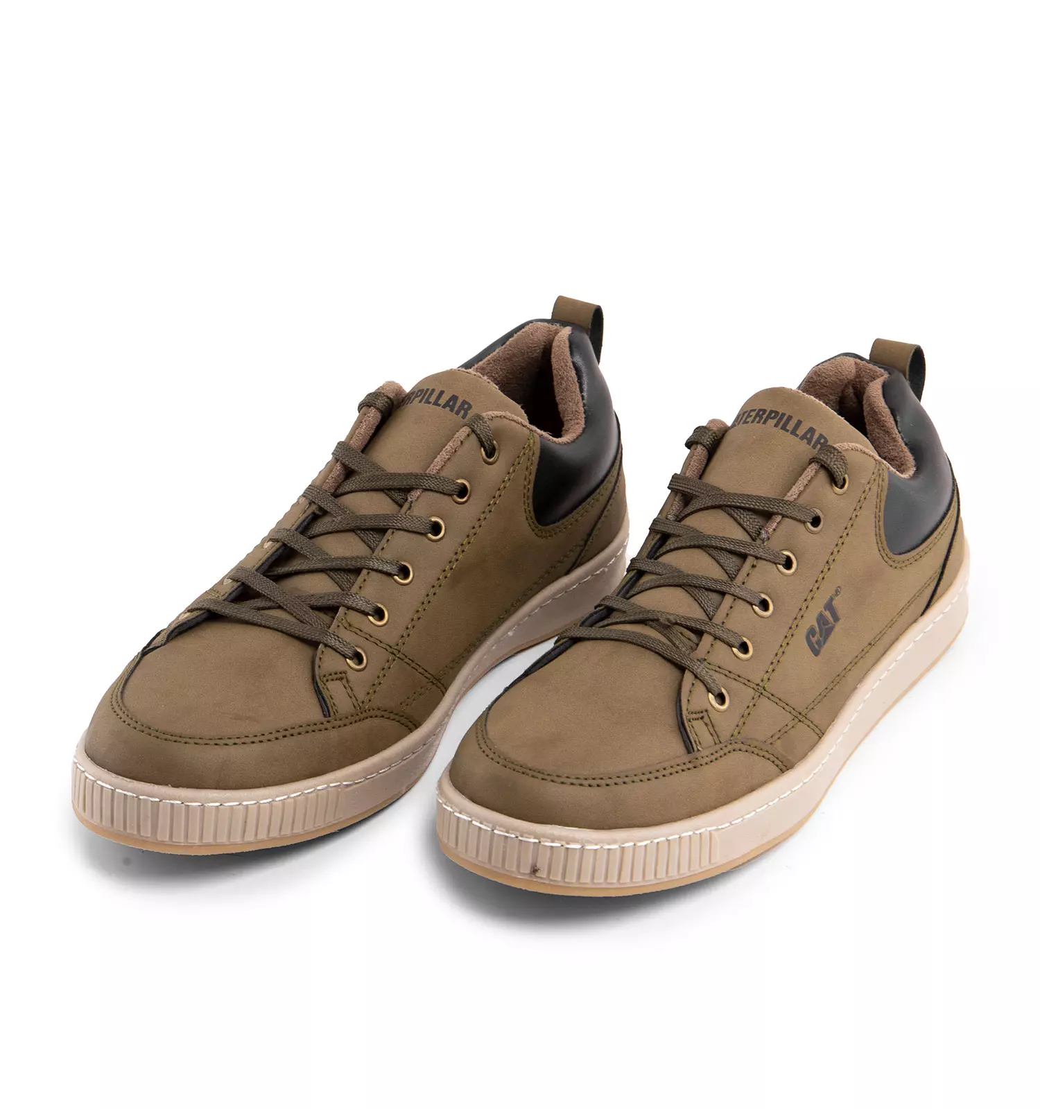 کفش چرم تخت صاف قهوه ای مردانه برند Cat