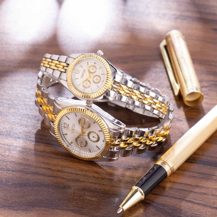 ست ساعت مچی دخترانه پسرانه YINTAI نقره ای طلایی