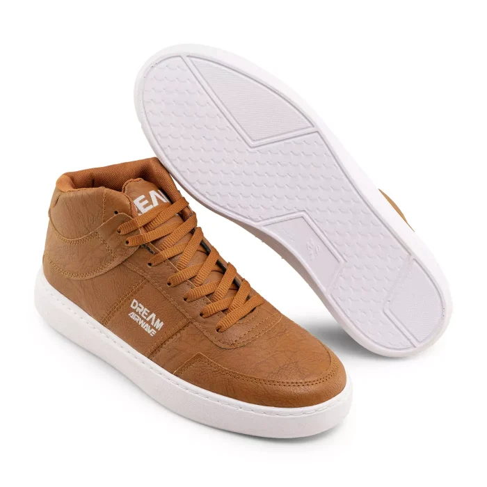 کفش نیم بوت چرم مردانه رنگ عسلی ساقدار