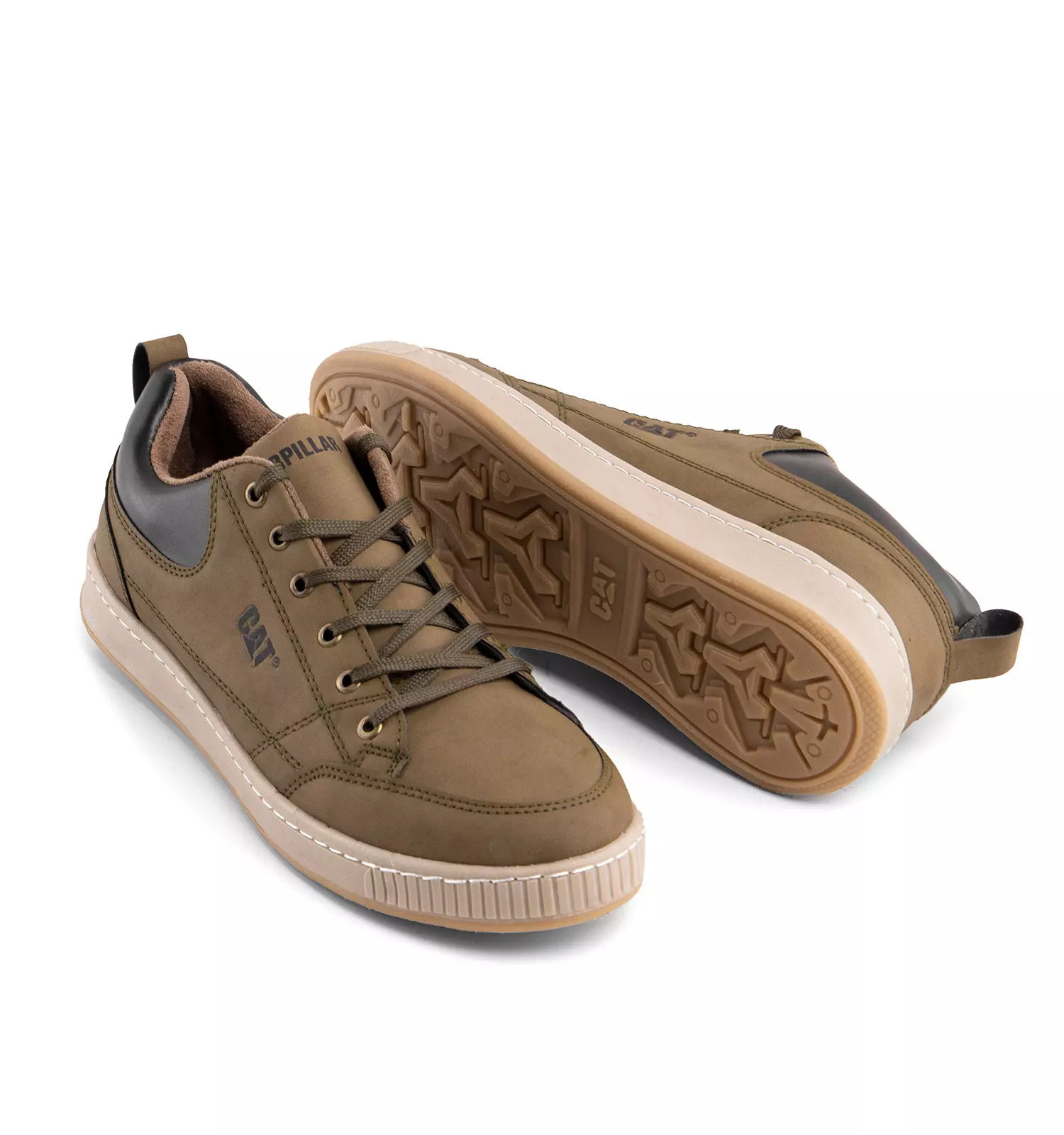 کفش چرم تخت صاف قهوه ای مردانه برند Cat - Image 2