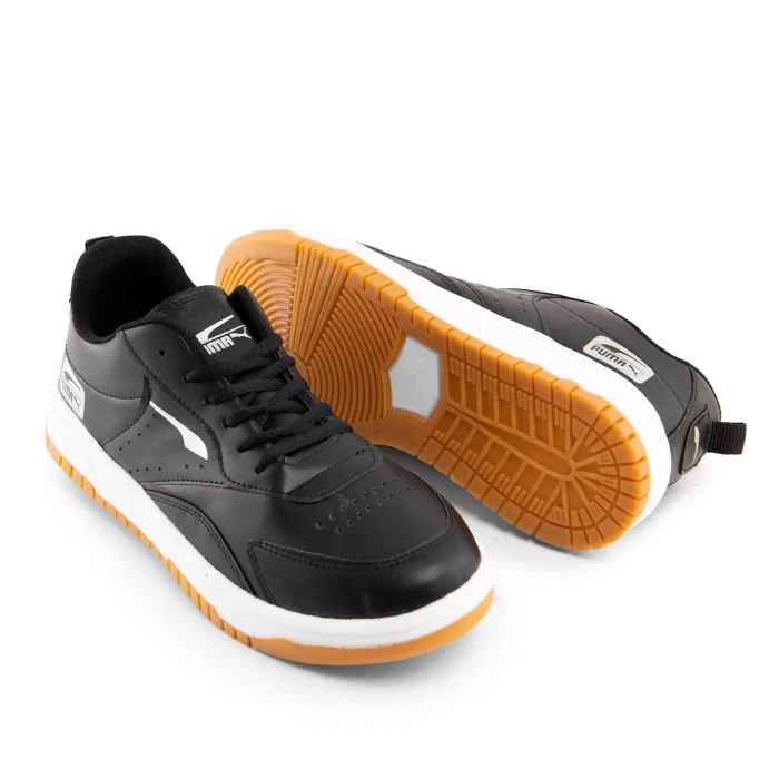 کفش چرم اسپرت مشکی تخت صاف مردانه مدل Puma